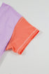 Beige Colorblock Patchwork V Neck Exposed Seam High Low T Shirt